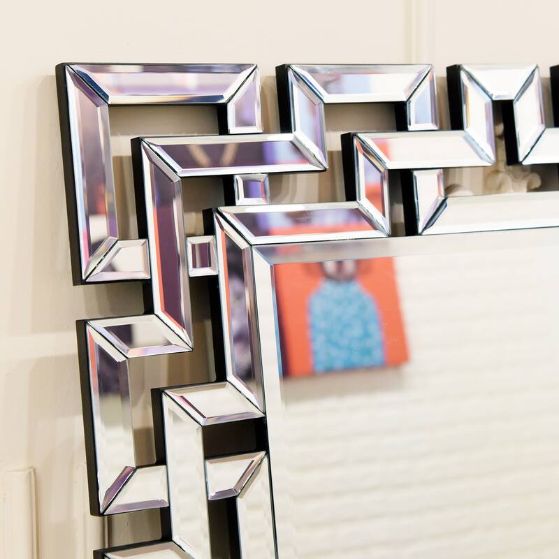 Elegant Geometric Border Beveled Decorative Wall Mirror - Clear - 31 x 40