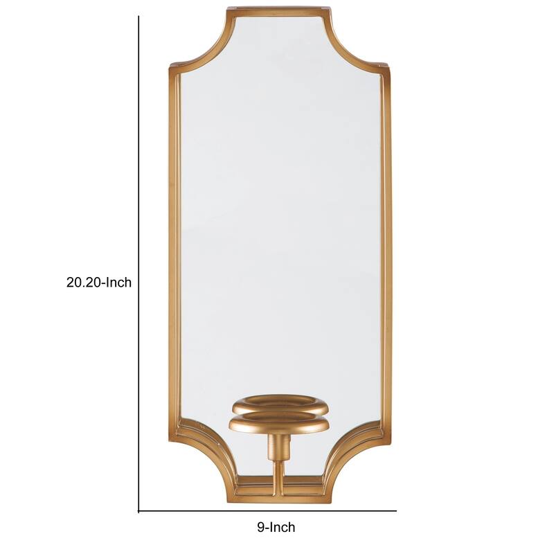 Metal Frame Wall Sconce with Cut Corner Design, Gold
