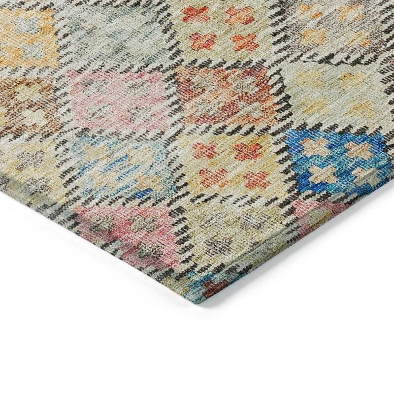 Machine Washable Indoor/ Outdoor Boho Modern Chantille Rug