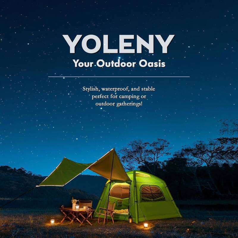 EROMMY Inflatable Tent 4-6 Person - Instant Setup Waterproof Cabin Tent with Pump (Beige/Light Green)