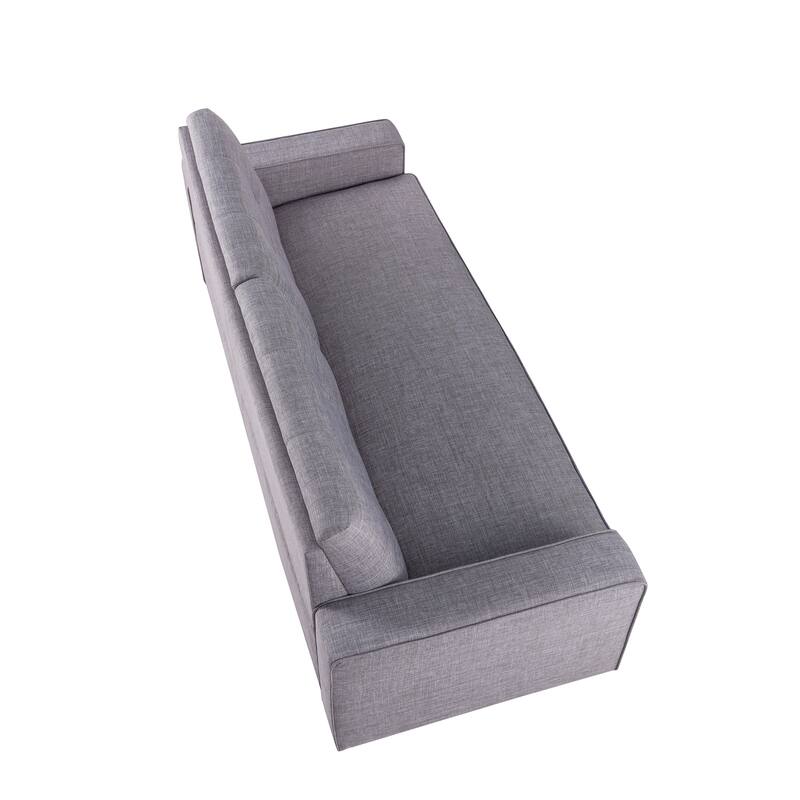Lowery Modern Grey Fabric Upholstered Track Arms Tufted Back Sofa by Furniture of America