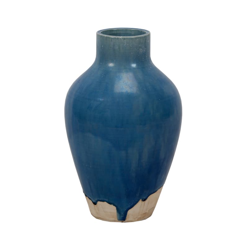 Artissance 12.6" H Large Blue Ceramic Vintage Style Vase - Antique Blue