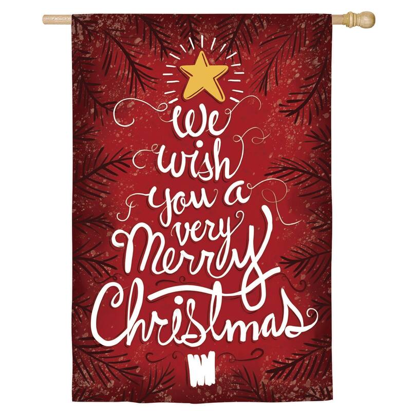 We Wish You a Merry Christmas Lustre Reversible House Flag - Multi - Color