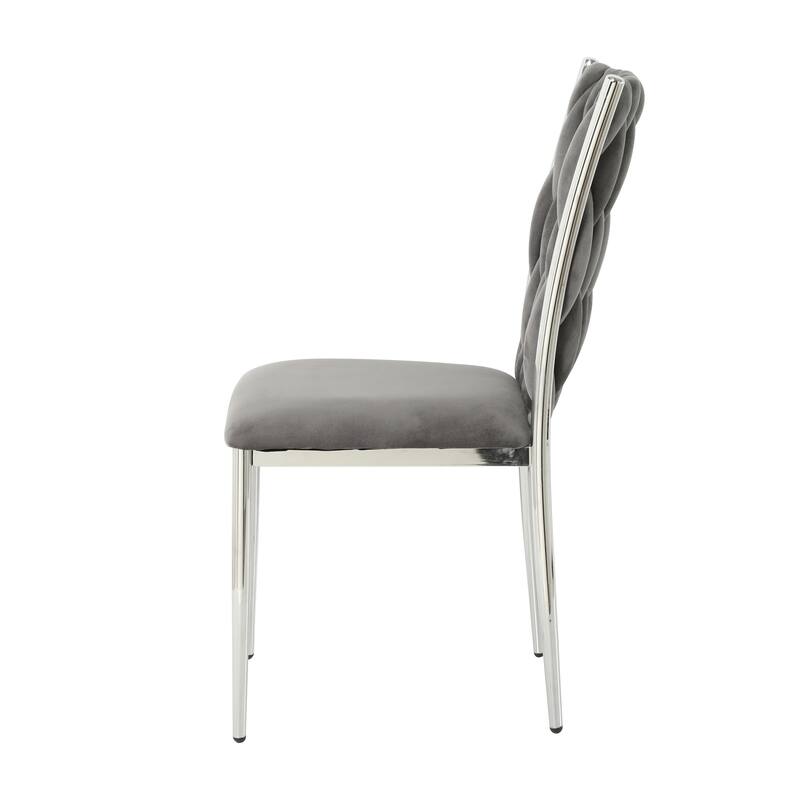 Modern Simple Velvet Dining Chair, Family Bedroom Stool Back Student Table Chair, Metal Chair Legs (Set Of 4)