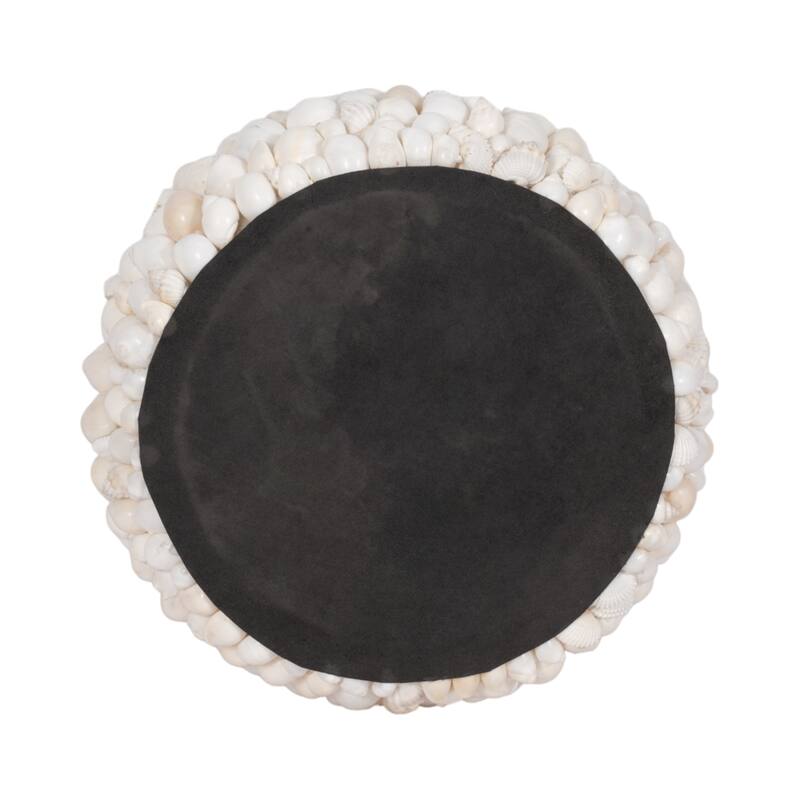 Sagebrook Home Shell White Cylinder Hurricane Candle Holder
