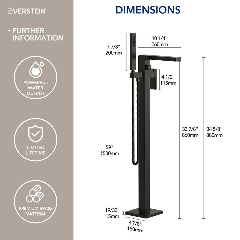 Floor Mount Freestanding Tub Filler with Handshower,Single Handle Bathtub Faucet