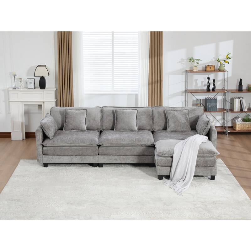 Roomfitters Large Upholstered 3-Seater Sofa with Plush Cushions and Pillows, Modern Cloud Couch for Living Room