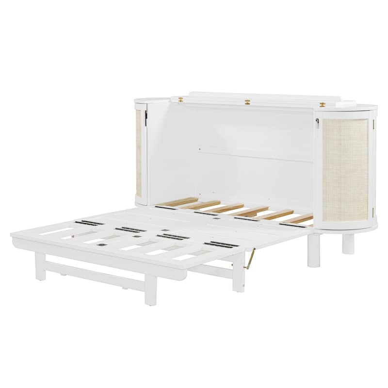 Full Smart Murphy Bed with Storage Cabinet, Space-Saving Design