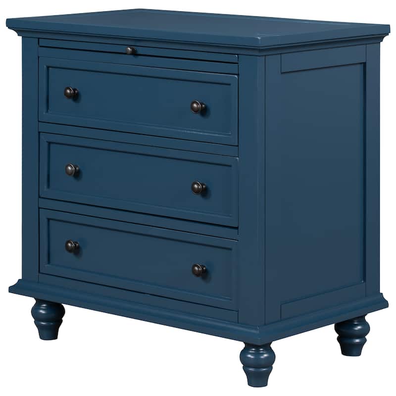 3-Drawer Storage Wood Cabinet, End Table with Pull out Tray