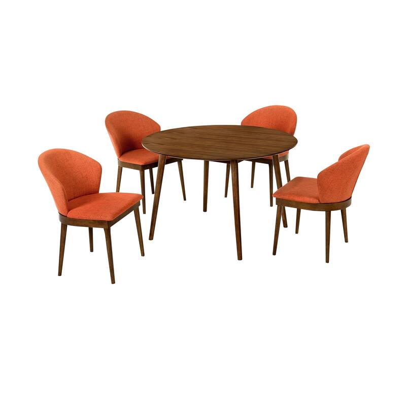 Arcadia and Juno 48" Round Wood 5 Piece Dining Set