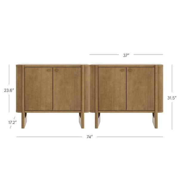 dimension image slide 6 of 15, Solace Mid Century Modern Cabinet, Storage Accent Cabinet or TV Stand with Doors, Solid Wood Legs and Adjustable Shelf