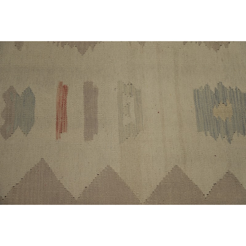 Hand Woven Oriental 100% Wool Carpet Southwestern Tribal Beige & Ivories Kilim Area Rug - 7' 0'' X 4' 6''