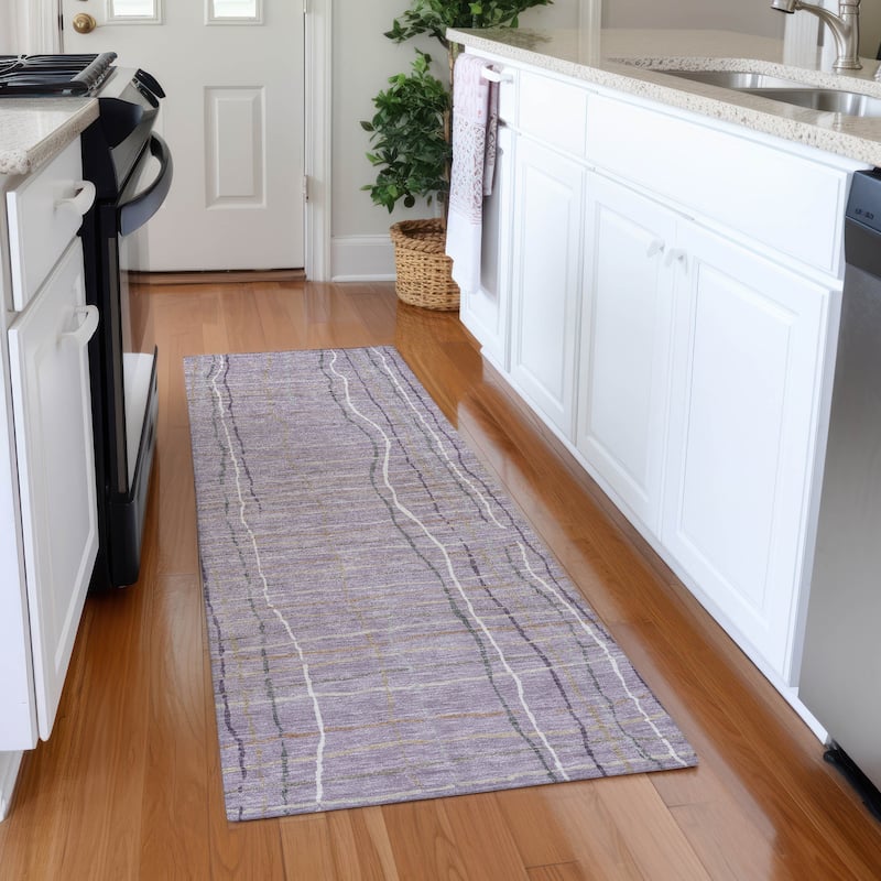 Machine Washable Indoor/ Outdoor Modern Century Chantille Rug - Lavender - 2'3" x 7'6"