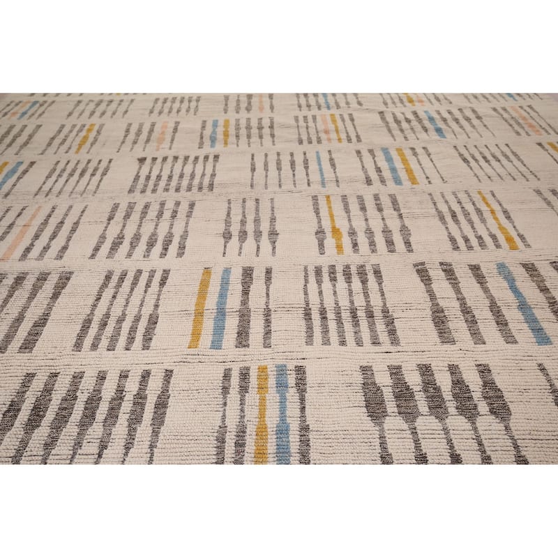 Earth Tone Moroccan Oriental Large Area Rug Hand-Knotted Wool Carpet - 11'6" x 18'4"