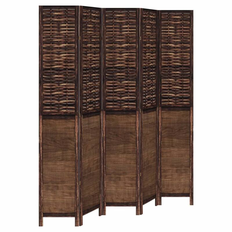 vidaXL Room Divider Privacy Screen Living Room Dark Brown Solid Wood Paulownia