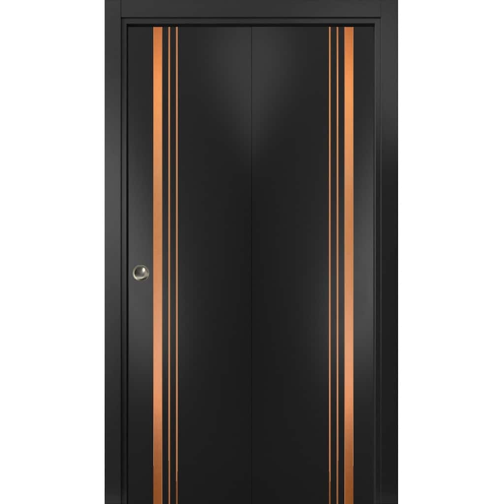Bi-fold Doors 36 x 80 Planum 1010 Matte Black with Sturdy Tracks