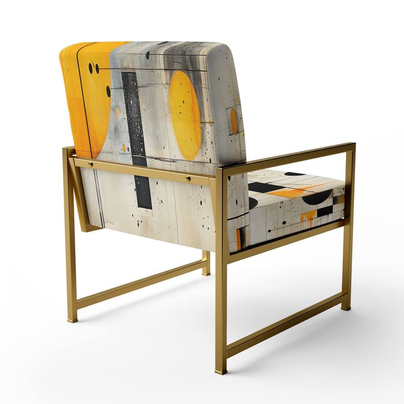 Designart "Geometric Abstraction III" Upholstered Abstract Shapes Accent Chair and Modern & Contemporary Arm Chair