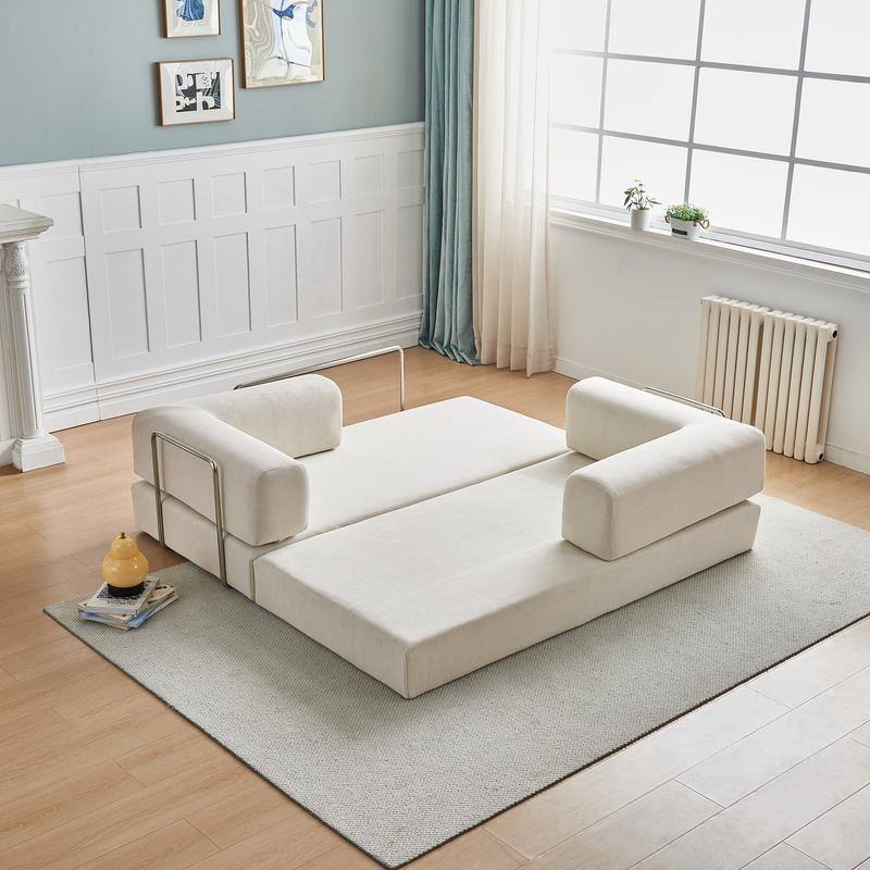 3-Seater Corduroy Sofa Bed, Multi-Functional Compact, Easy Assembly