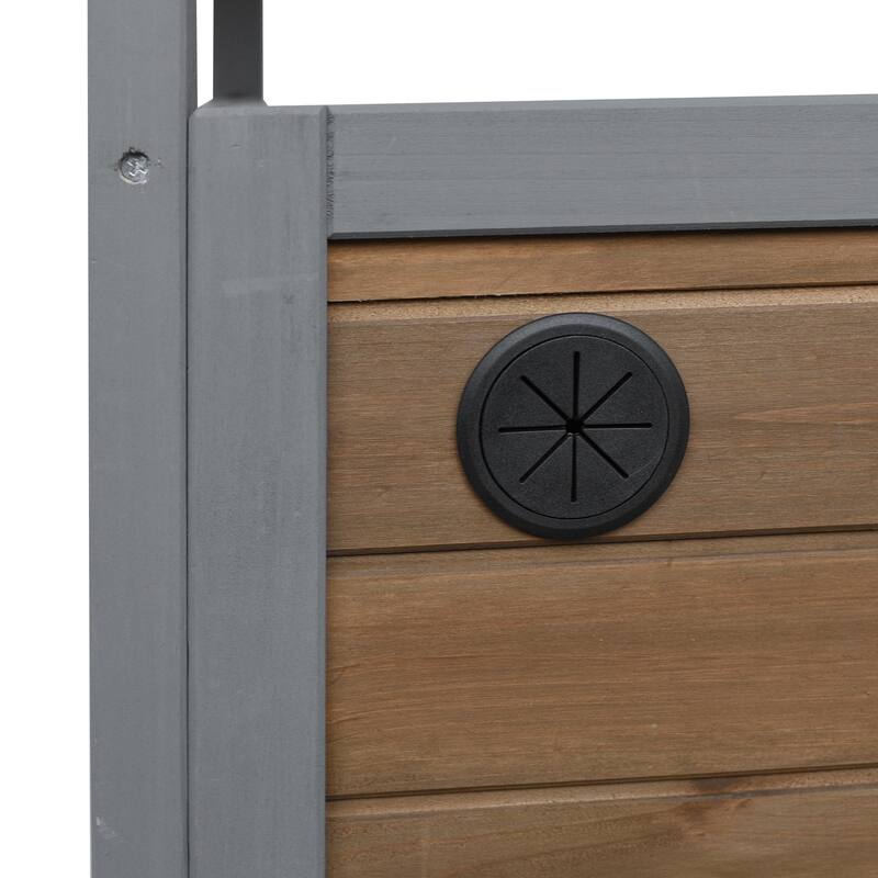 Portable Foldable Outdoor Kitchen Cart with Storage Cabinet and Lockable Wheels