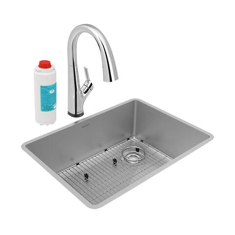 Elkay Crosstown 18 Gauge Stainless Steel 25-1/2" x 18-1/2" x 9", Single Bowl Undermount Sink Kit with Filtered Faucet