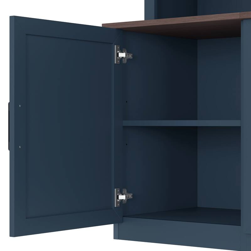 Modern 87.6" Wall Unit Entertainment Center with Bookshelves for TVs up to 55", TV Stand Media Console with Charging Station