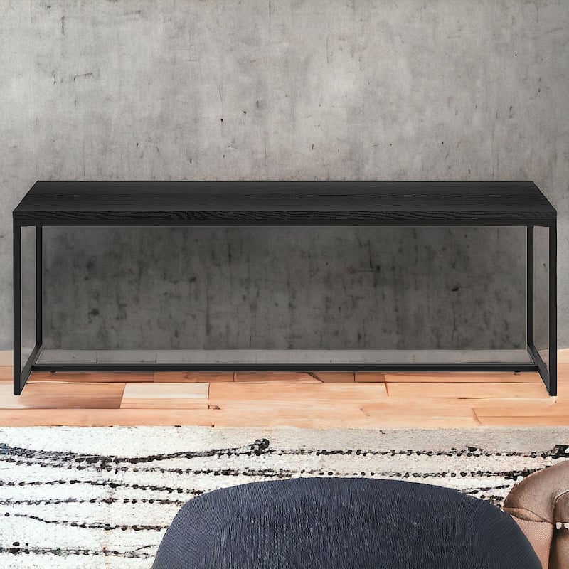 47-Inch Black Coffee Table Sturdy Rectangular Design for Living Room Office - 47” x 21” x 16”