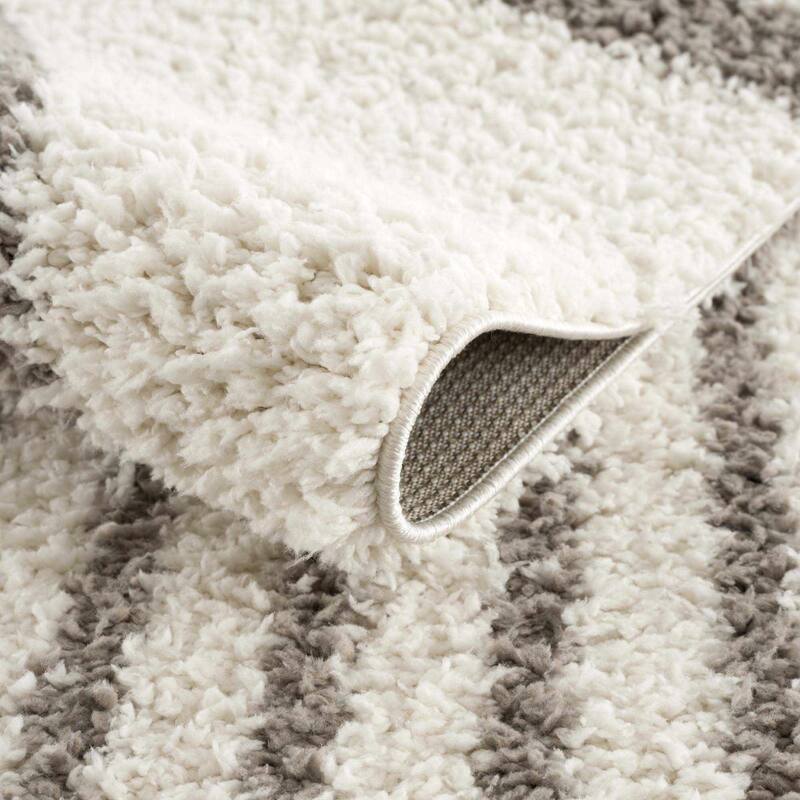 Hauteloom Jola Living Room, Bedroom Area Rug - Plush Pile - Bone, Taupe, Cloud Gray - 6'7" x 9'
