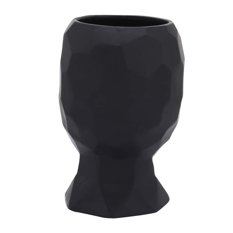 Contemporary 6"D Face Vase Black Porcelain Abstract Vase for Decorative Centerpiece, Home or Office Decor Creative