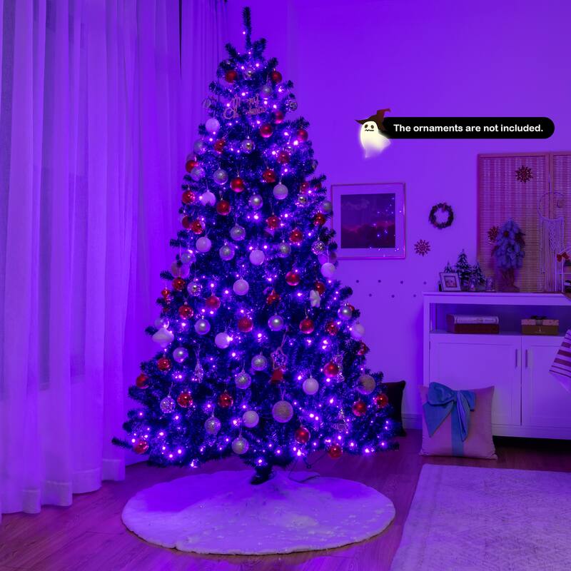 Gymax 7 FT Pre-lit Black Halloween Tree Artificial Hinged Christmas - See Details