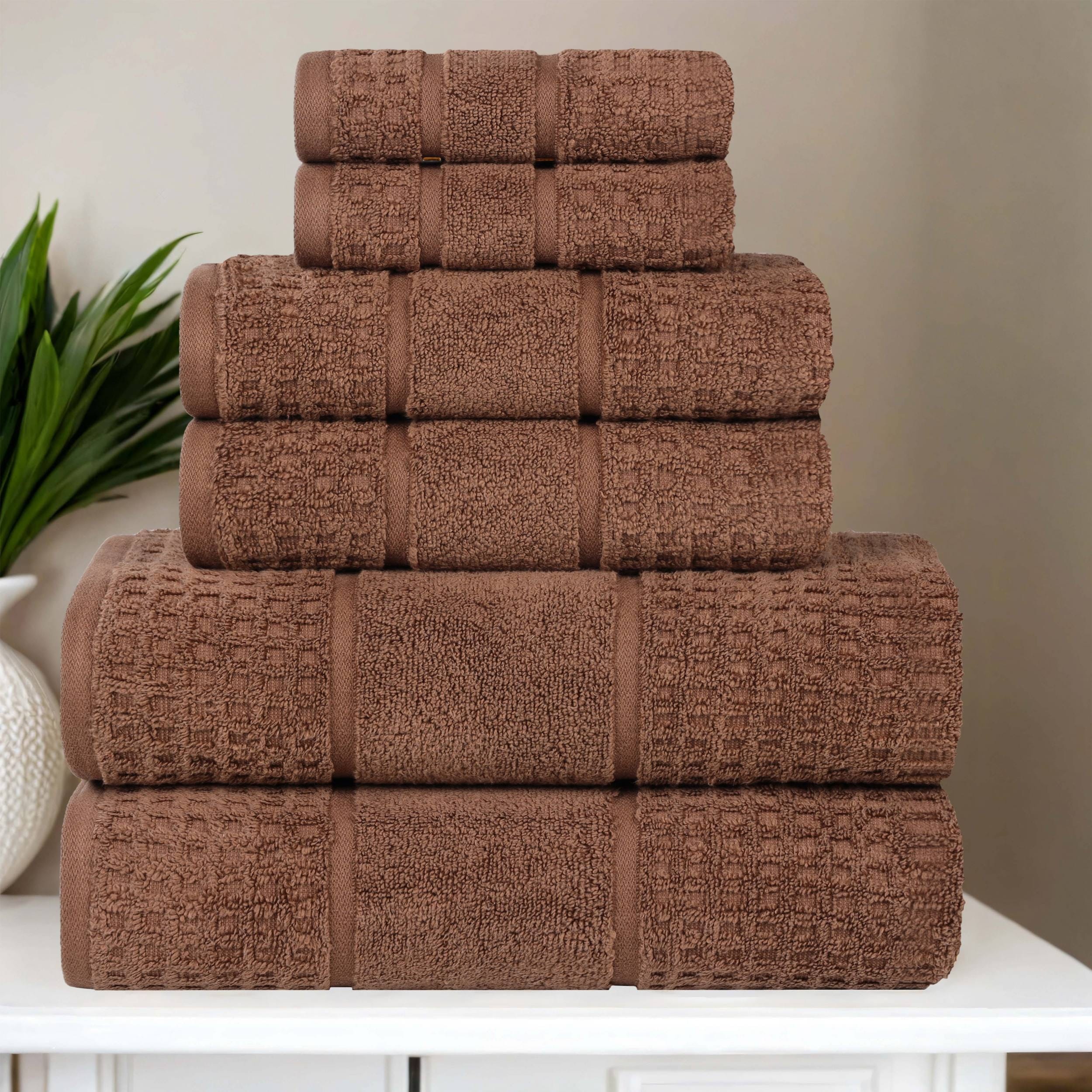 Superior Napa Zero Twist Cotton Waffle 6 Piece Bathroom Towel Set