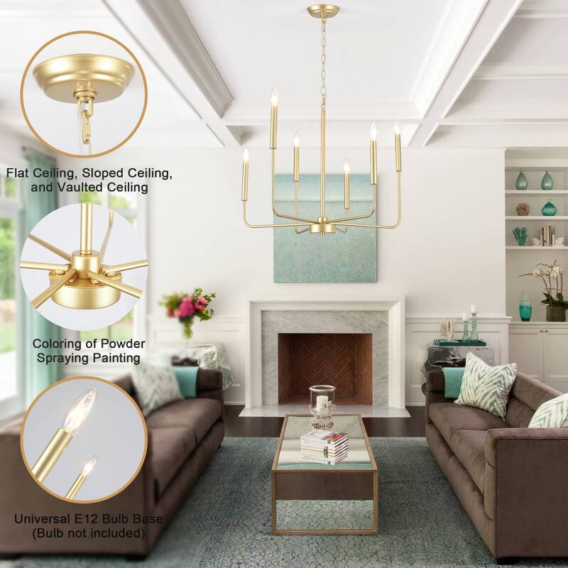 6-Light Candlestick Hanging Linear Chandelier Lighting Ceiling Light for Kitchen Island