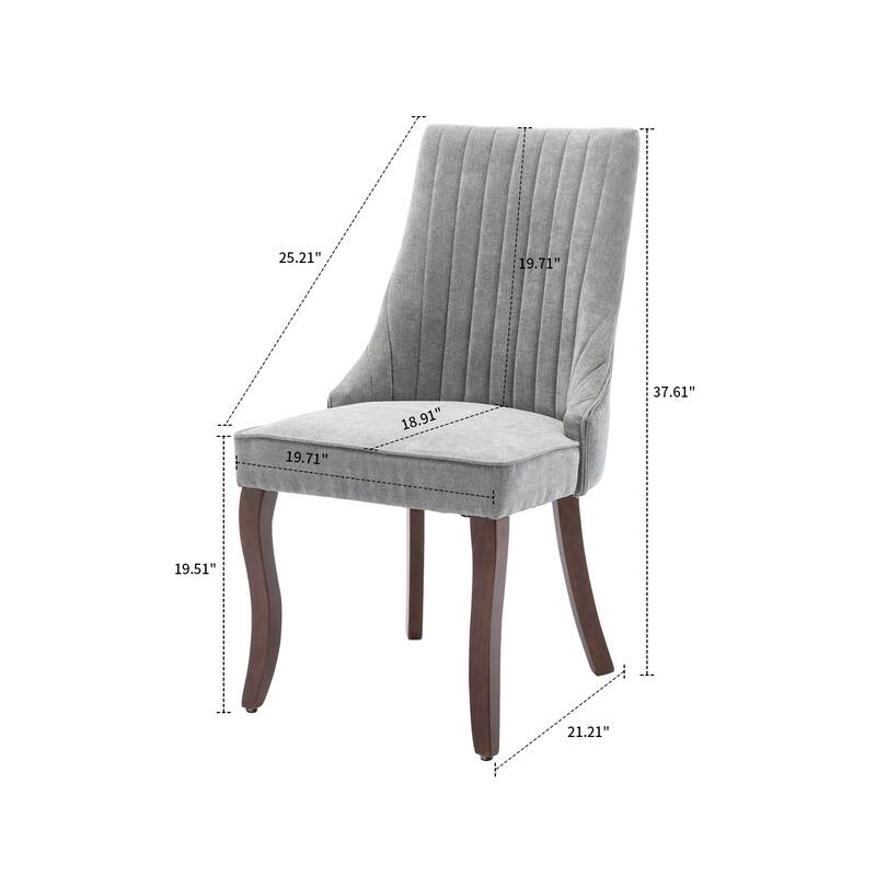 Classic Elegant Set of 2 Rayon Cloth Flocking Linen Fabric Upholstered Dining Chairs