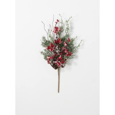 Sullivans Pine & Berry Artificial Stem 22"H Green - 12"L x 4"W x 22"H