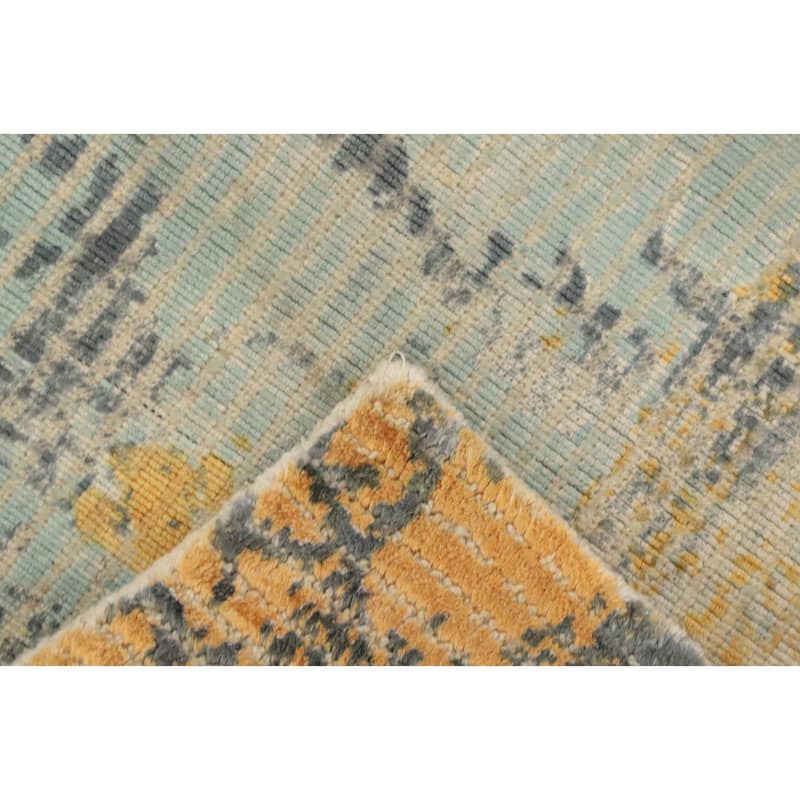 Hand Knotted Oriental Viscose Silk Carpet Modern Animal Pictorial Multi-Colored Abstract Area Rug - 6' 8'' X 4' 7''