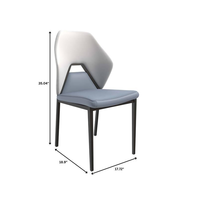 Eclat 2-Piece Leather Dining Chair in Black Iron Modern Accent Kitchen Side Chair