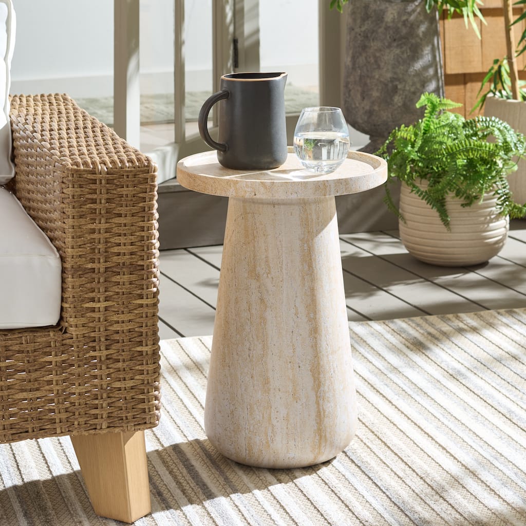 SAFAVIEH Outdoor Patio Furniture Tina Accent Table, Side Table for Indoor and Outdoor Use - 15"W x 15"D x 21"H