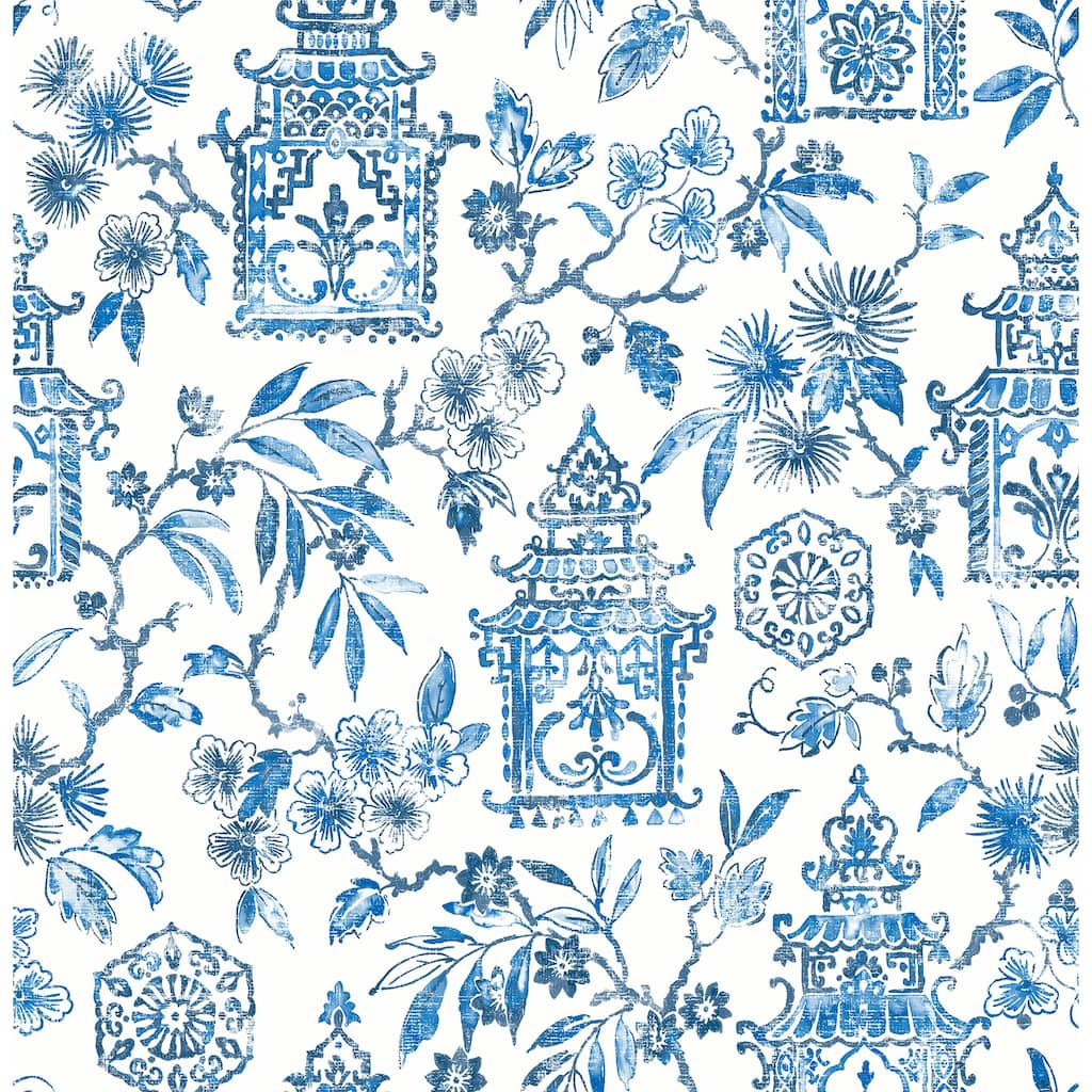 A-Street Prints Helaine Blue Pagoda Wallpaper