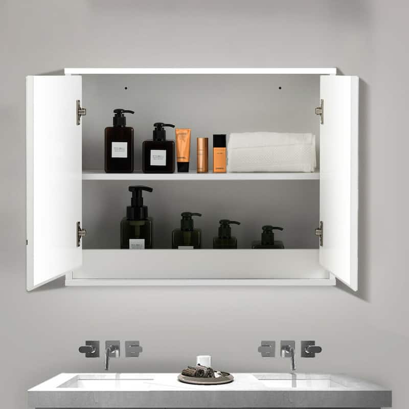 Costway Wall Mounted Bathroom Medicine Cabinet Storage Cabinet Double