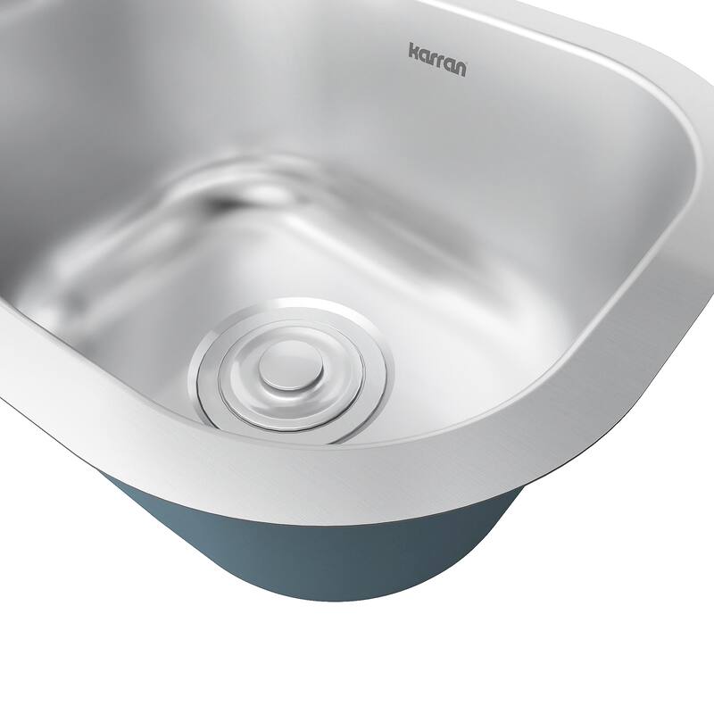 Karran Profile 15” Undermount 18 Gauge Single Bowl Stainless Steel Kitchen Sink with Accessories