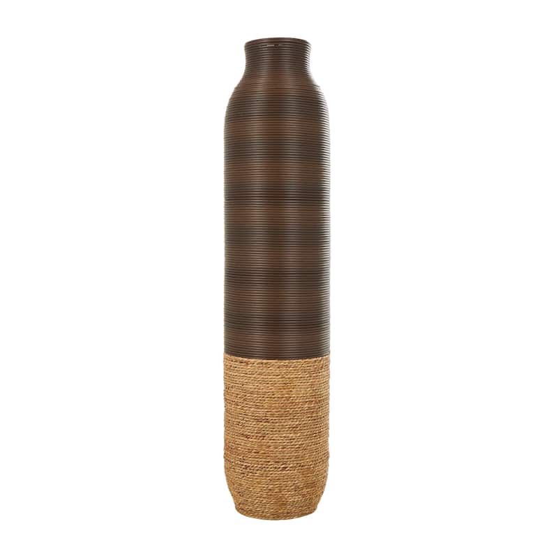 Artisan Dark Brown Seagrass Handmade Vase