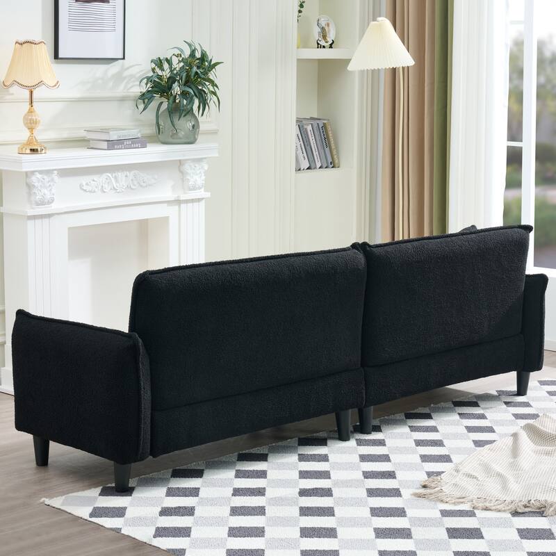 97-inch Black Teddy Velvet Sofa with Foam and Spring