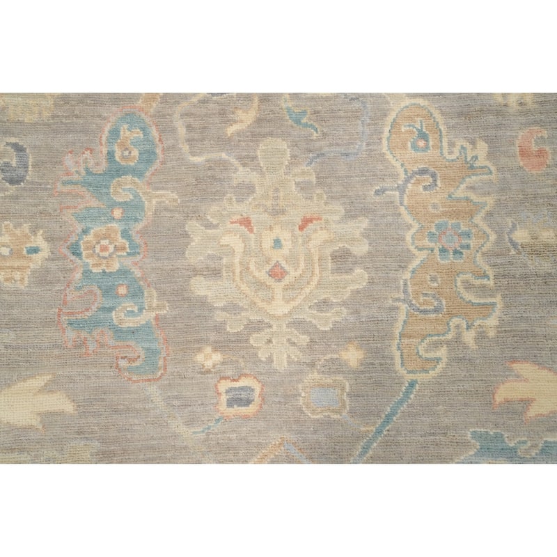 Hand Knotted Oriental 100% Wool Carpet Transitional All-Over Greys & Charcoal Oushak Area Rug - 10' 0'' X 8' 0''