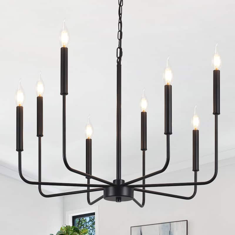 Farmhouse Chandelier, 8-Light Classic Candle Metal Chandelier for Dining Room Living Room Bedroom Kitchen - W26.96"x H34.44"