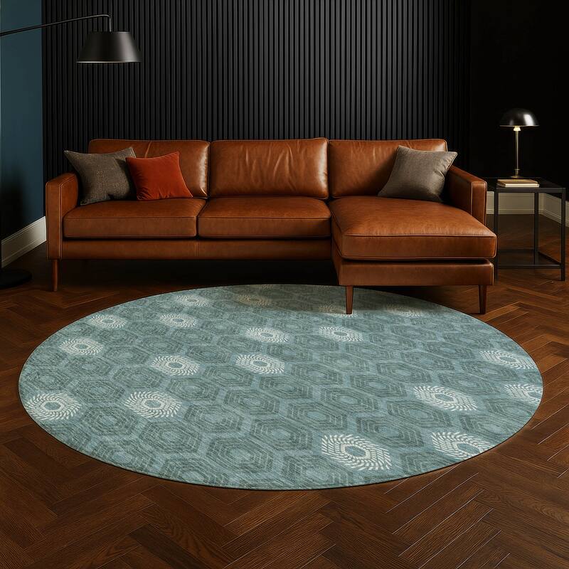 Machine Washable Indoor/ Outdoor Modern Hugoton Chantille Rug