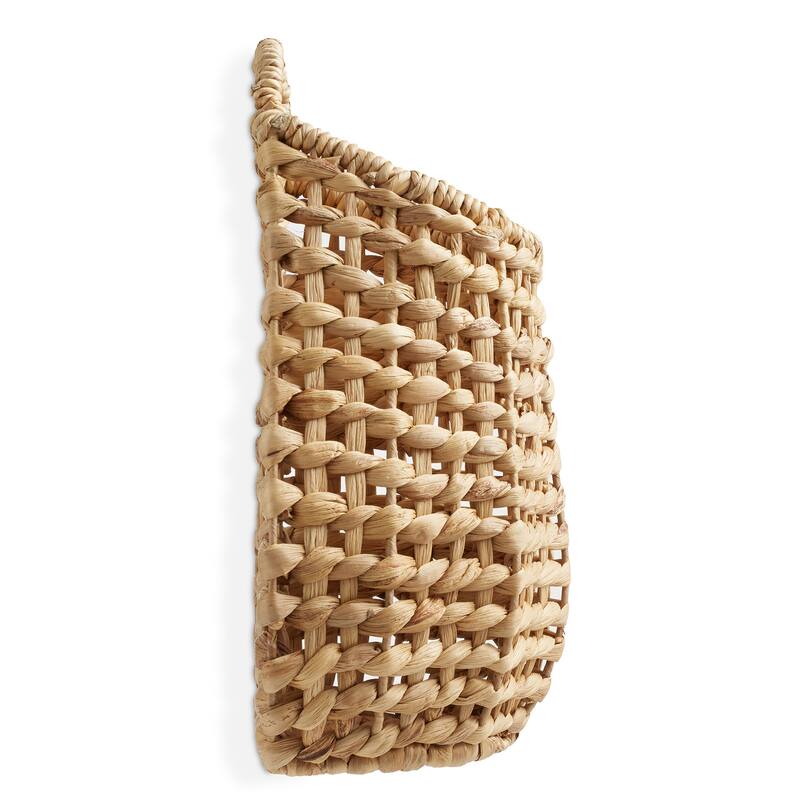 Open Weave Wall Hanging Basket Hyacinth Plant and Flower Storage Bin - Tan