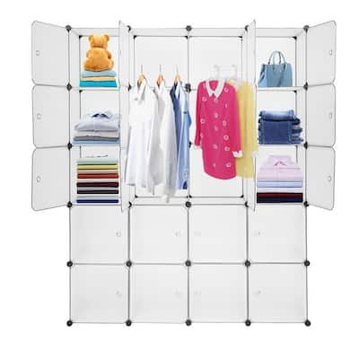 20-Cube DIY Plastic Storage Organizer Shoe Rack Closet,White