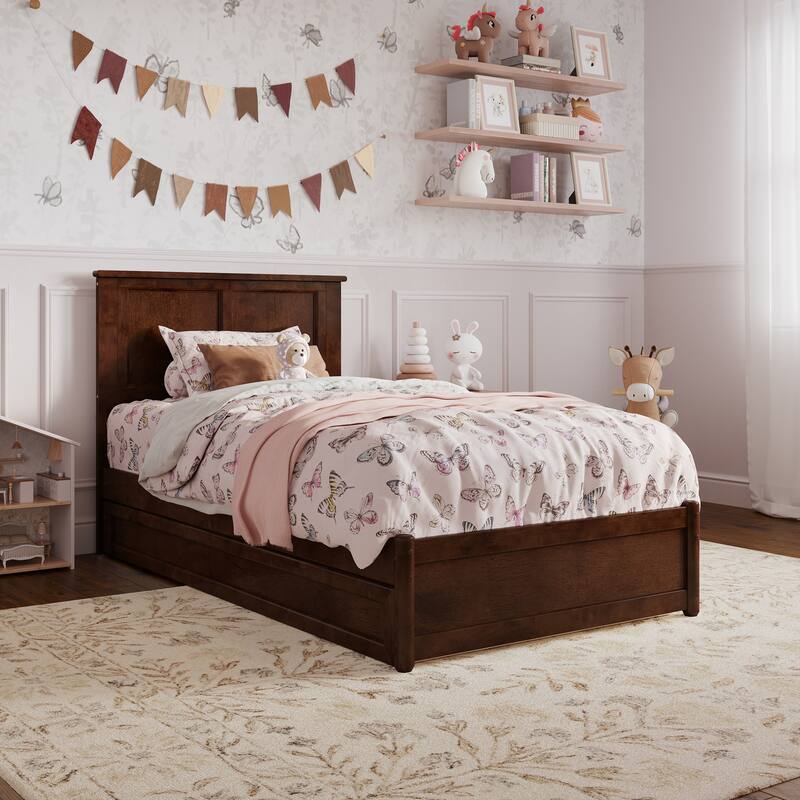 Felicity Platform Bed with Panel Footboard and Twin Trundle