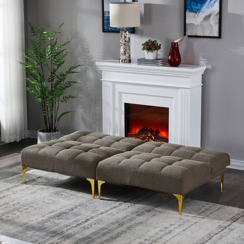 Convertible Sofa Bed with Teddy Fabric, Freely Configurable Sections