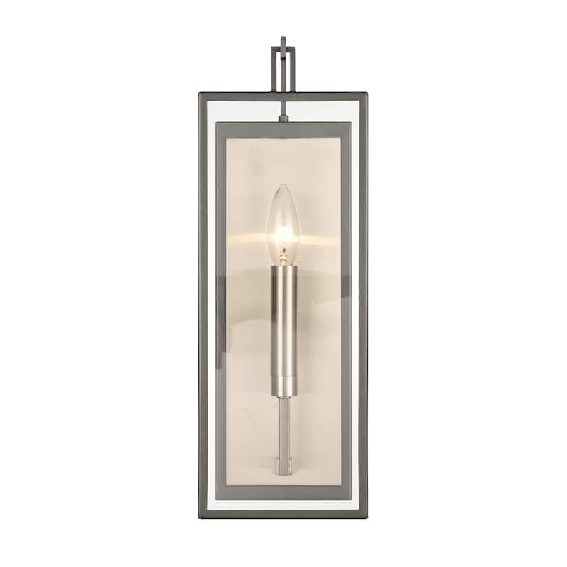 Elk Home Gianni Matte Black With Clear Glass 1 Light Sconce - 17'' - Dark Gray