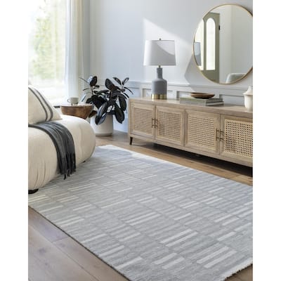Madilyn Mid-Century Modern Stripe Fringed Area Rug